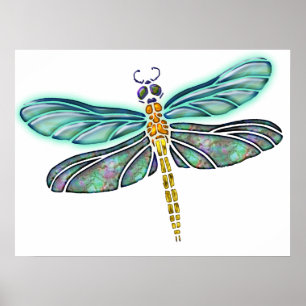 Dragonfly med fastfärgat glas och Snäcka av balon Poster