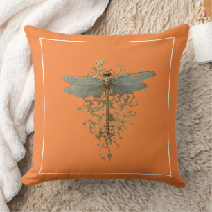 Dragonfly med Guld Filigree White Gräns Kudde