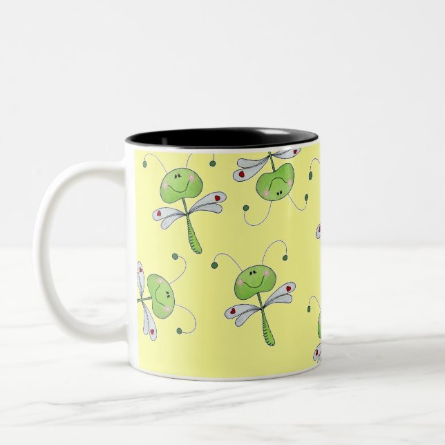 Dragonfly med hjärtan Två-Tonad mugg (Vänster)