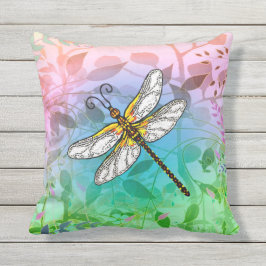 Dragonfly med läder-bakgrund kudde