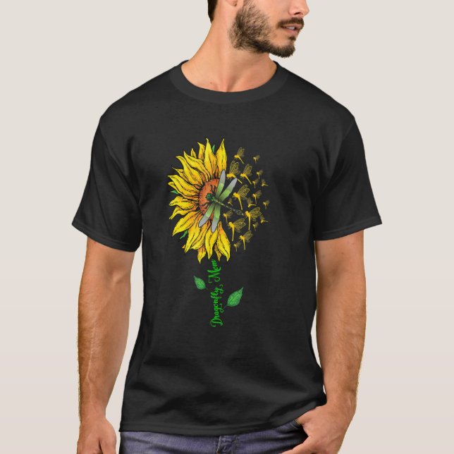 Dragonfly Mom Cute Sunflower Dragonflys Lover Moth T Shirt (Framsida)