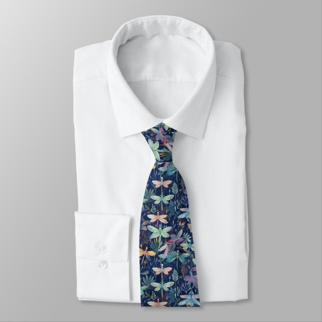 Dragonfly Mönster Necktie Slips (Bunden)