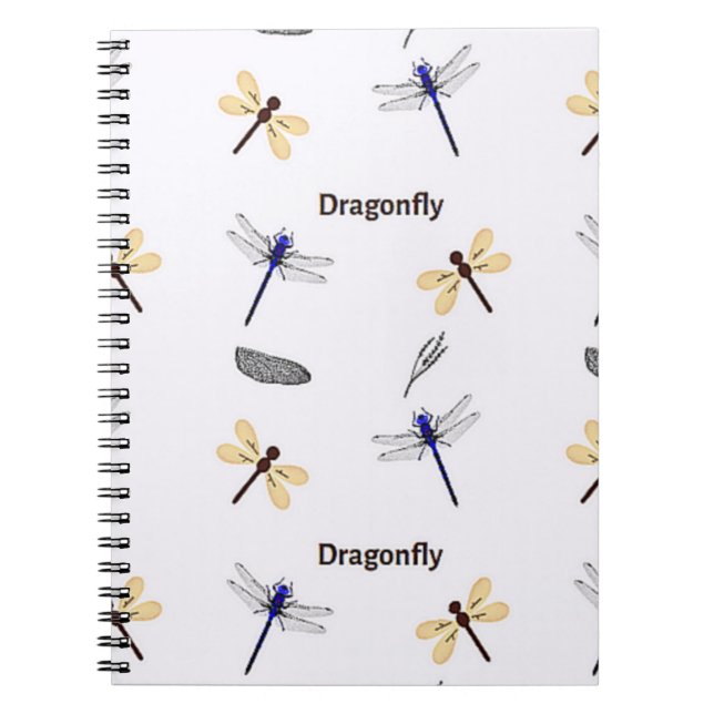 Dragonfly mönster på vitt anteckningsbok (Framsidan)