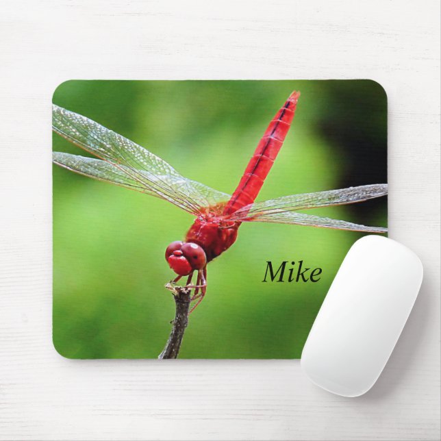 Dragonfly Mouse Pad Grönt och Red Musmatta (Med mus)