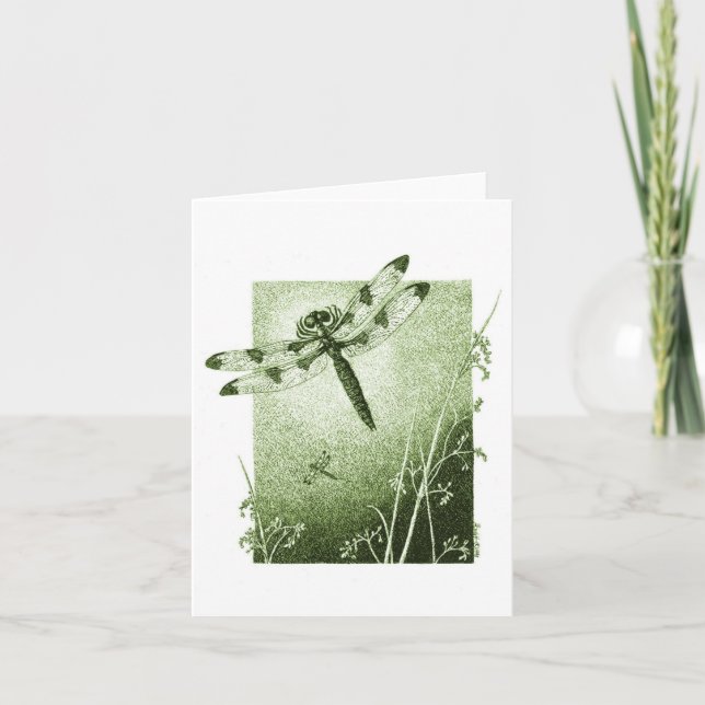 Dragonfly Note Card - Sage Grönt Kort (Framsida)