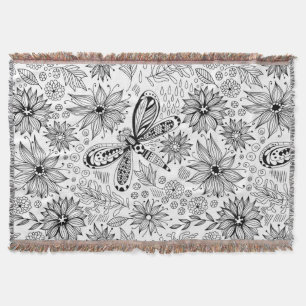 Dragonfly och blomdodle mysfilt