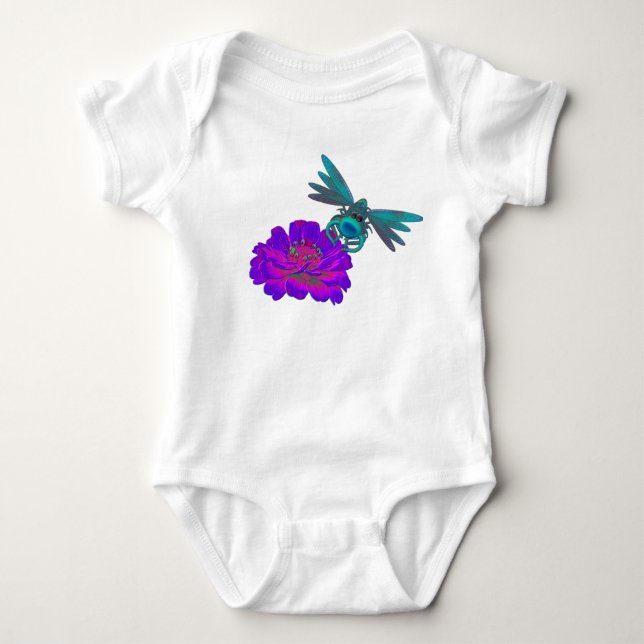 Dragonfly och blomma tee shirt (Framsida)