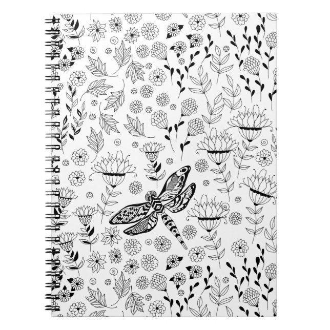 Dragonfly och blommor anteckningsbok (Framsidan)