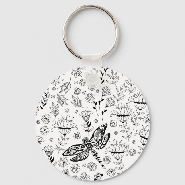 Dragonfly och blommor nyckelring (Framsida)