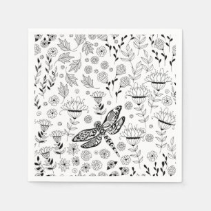 Dragonfly och blommor pappersservett