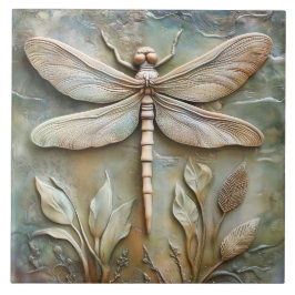 Dragonfly och Foliage Faux Relief Kakelplatta
