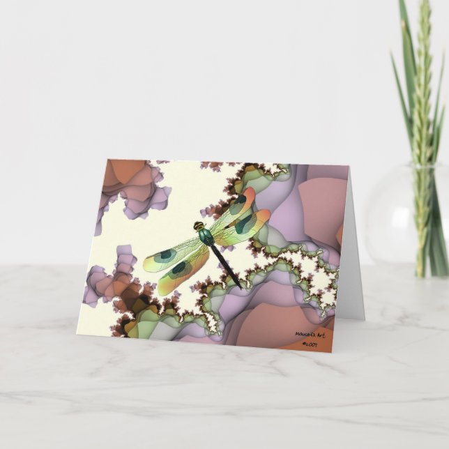Dragonfly och Fractaler Birthday Card (stor utskri Kort (Framsida)