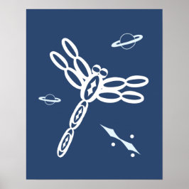 Dragonfly och Rymden Rift blue och white Poster
