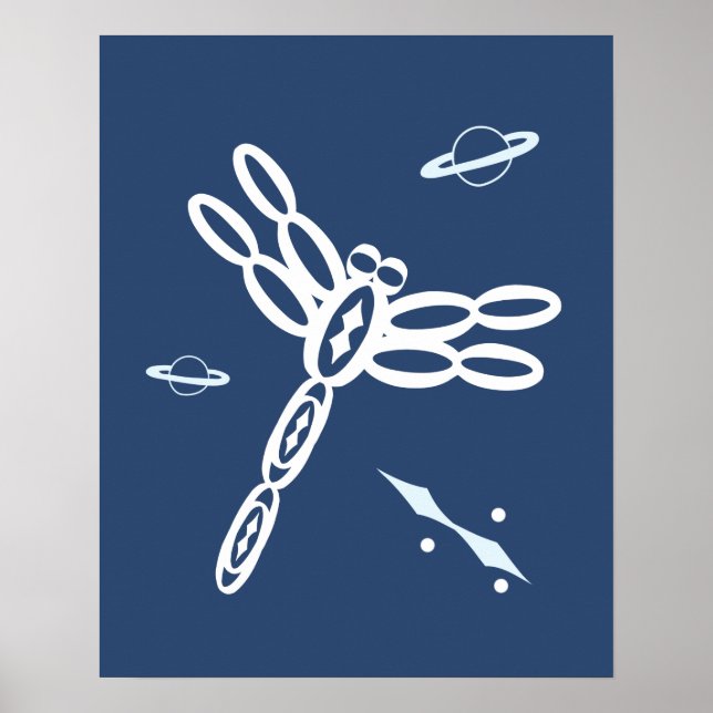 Dragonfly och Rymden Rift blue och white Poster (Framsidan)