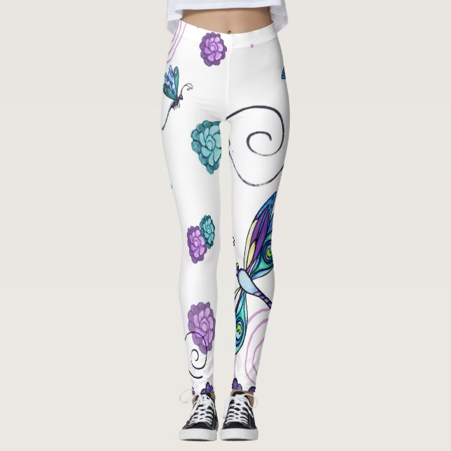 Dragonfly och snabb blommigt leggings (Framsida)