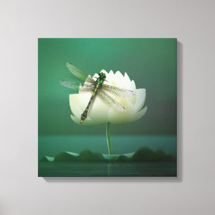 Dragonfly och Vatten Lily Canvastryck