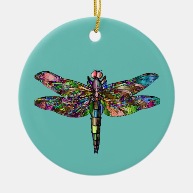 DRAGONFLY ORNATION JULGRANSPRYDNAD KERAMIK (Framsidan)