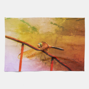 Dragonfly på Abstrakten för trådstängsel Kökshandduk