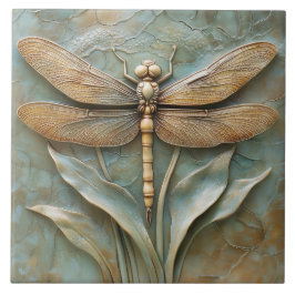 Dragonfly på Grass Faux Relief Kakelplatta