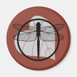 Dragonfly på Löv Teckning - Wildlife Circle Series Magnet