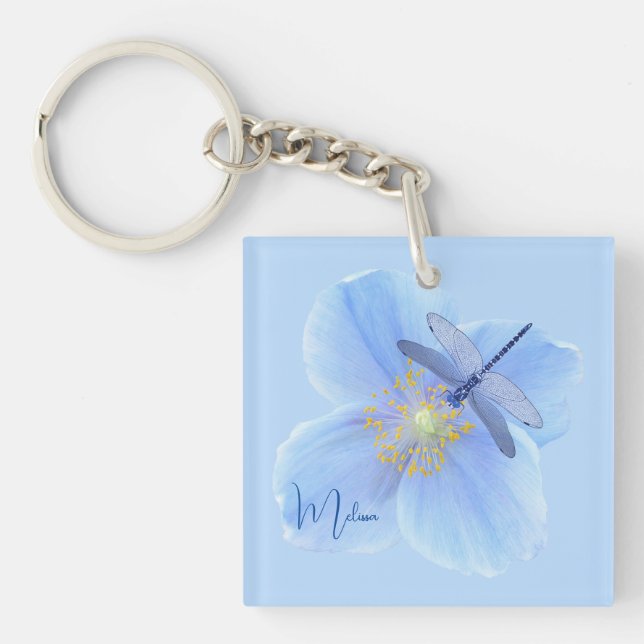 Dragonfly på Nyckelringen Blue Poppy Keychain (Framsidan)