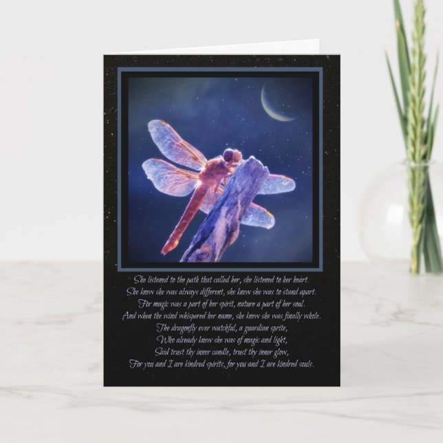 Dragonfly Pagan Wicca Inspired Birthday Kort (Framsida)