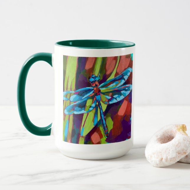 Dragonfly Painting - Gift for Insect Lovers Mugg (Med munk)