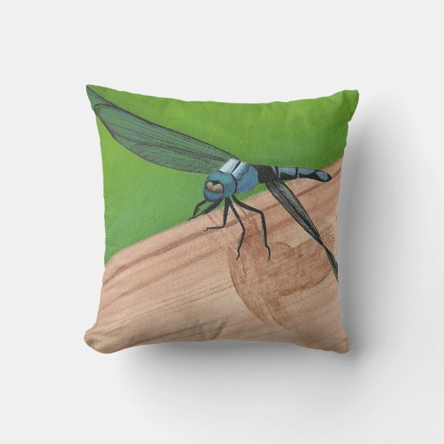 Dragonfly Painting Pillow by CherylsArt Kudde (Framsida)