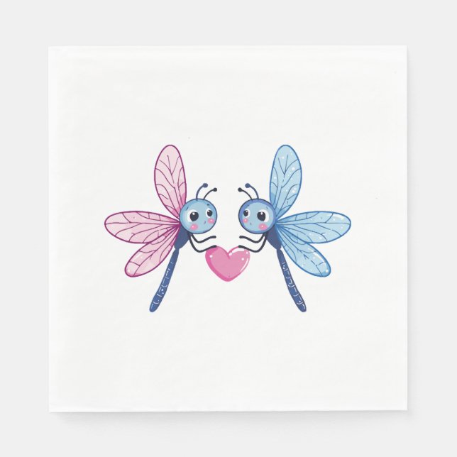 Dragonfly par kärlek par i kärlek pappersservett (Framsidan)