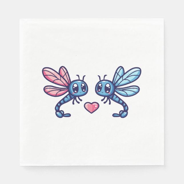 Dragonfly-paret på Alla hjärtans dag i kärlek Pappersservett (Framsidan)