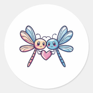Dragonfly-paret på Alla hjärtans dag i kärlek Runt Klistermärke