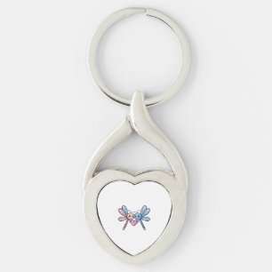 Dragonfly-paret på Alla hjärtans dag i kärlek Twisted Heart Silverfärgad Nyckelring