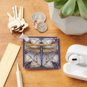 Dragonfly Pearls Amethyst Guld Mor på Pearl Nyckelring