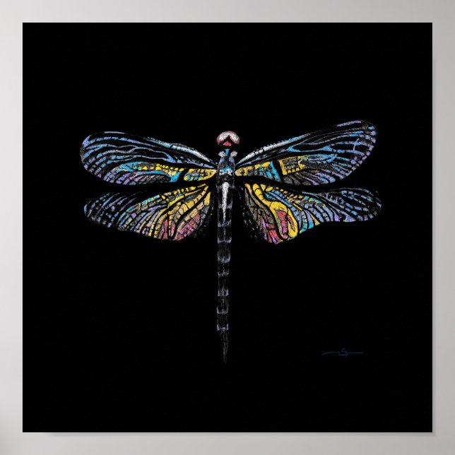 Dragonfly Pen Teckning Poster (Framsidan)