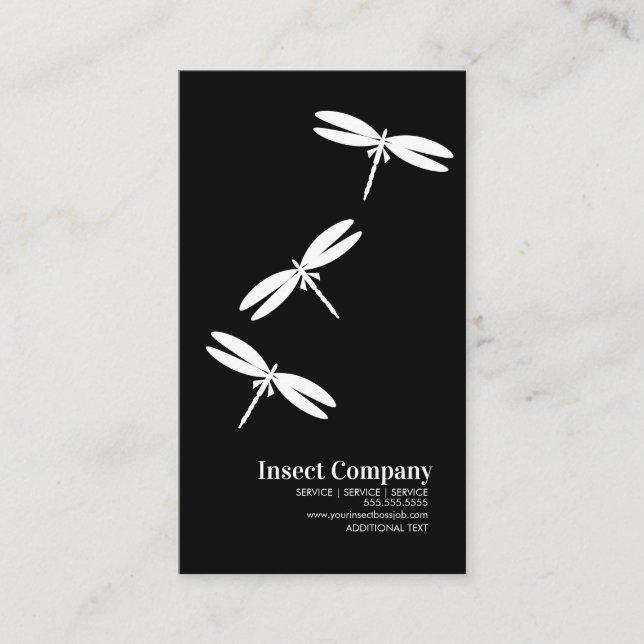 Dragonfly Pest Control Company Logotyp Black White Visitkort (Framsida)