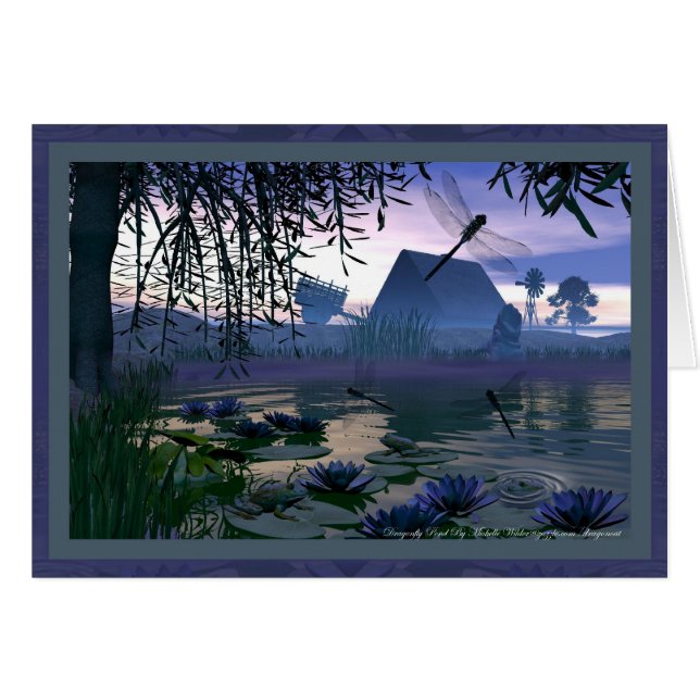 Dragonfly Pond Card Hälsningskort (Framsidan Horizontal)