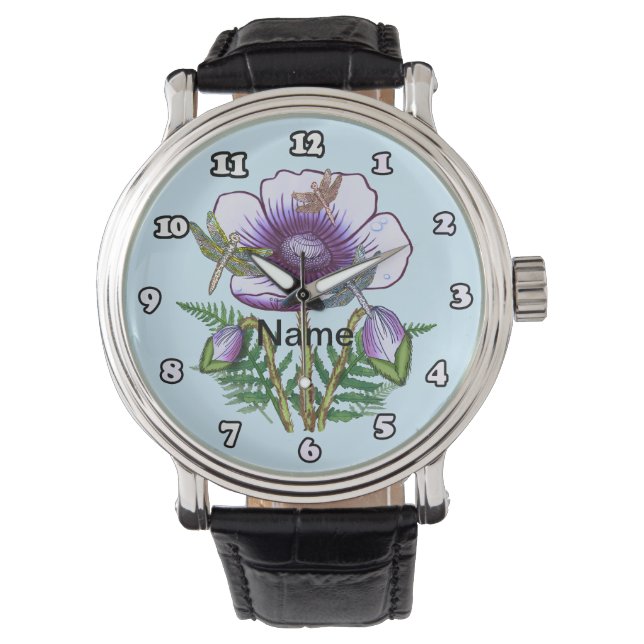 Dragonfly Purple Poppy Watch Armbandsur (Framsida)