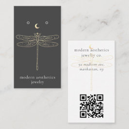 Dragonfly QR Code Gray Earring Display Card Visitkort