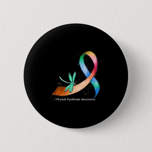 Dragonfly Ribbon Lynch Syndrome Awareness Gifts Knapp (Framsida)