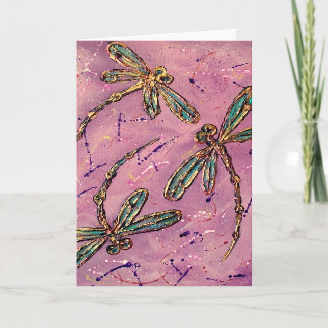 Dragonfly Rosa Fizz Helgkort (Framsida)