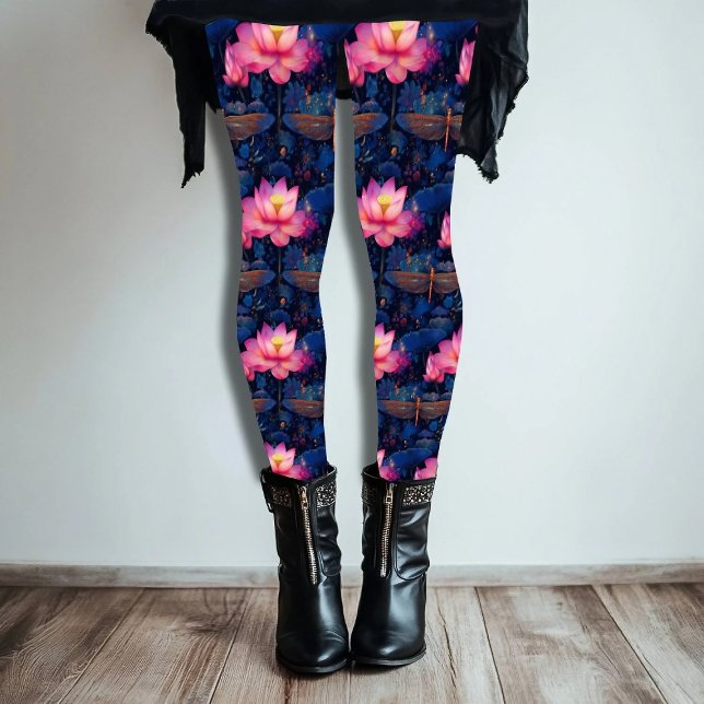 Dragonfly & Rosa Lotus Design Leggings (Skapare uppladdad)