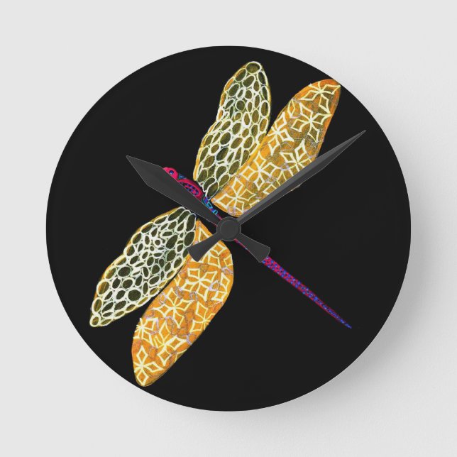 Dragonfly Round Clock Rund Klocka (Framsida)