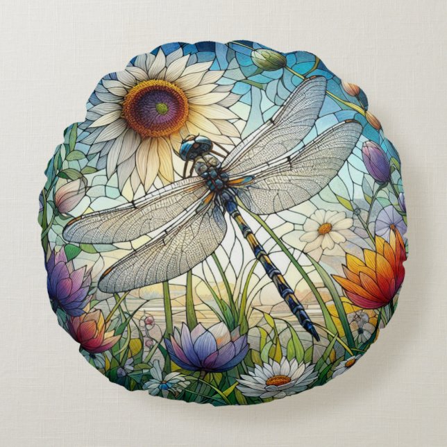 Dragonfly Round Pillow Rund Kudde (Framsidan)