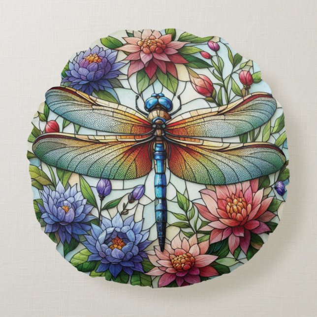 Dragonfly Round Pillow Rund Kudde (Framsidan)