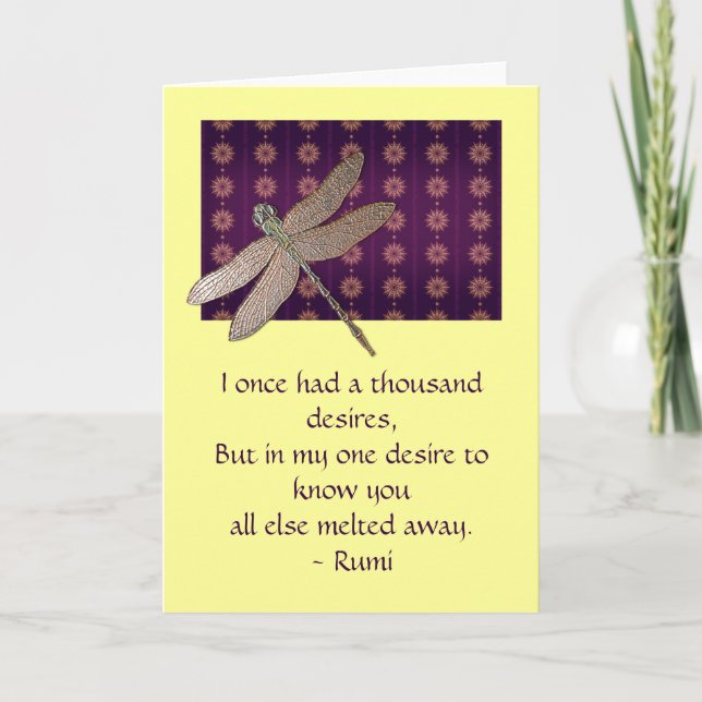 Dragonfly & Rumi Quote-inspirationskort Kort (Framsida)