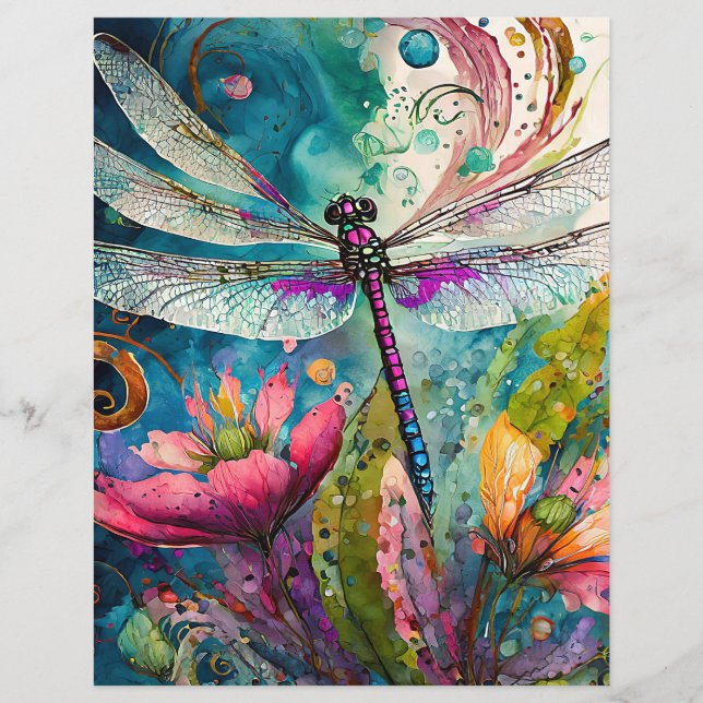 Dragonfly Scrapbook Papper för bläck och Pen Water (Framsida)