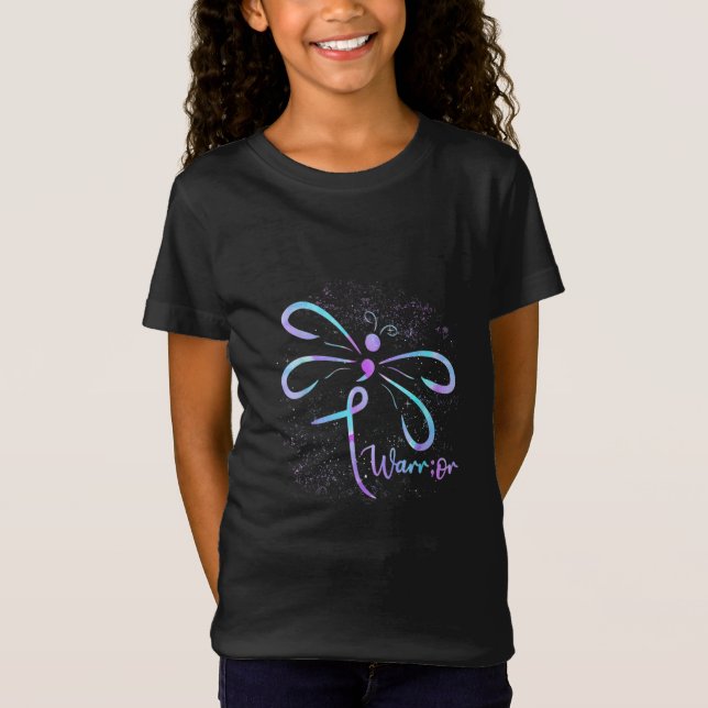 Dragonfly Semicolon Suicide Prevention Awareness T Shirt (Framsida)