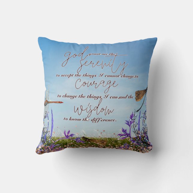 Dragonfly Serenity Prayer Faux Glitter Kudde (Baksida)