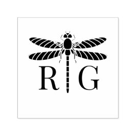 Dragonfly Silhouette 2 Initial Bröllop Monogram #2 Självfärgande Stämpel