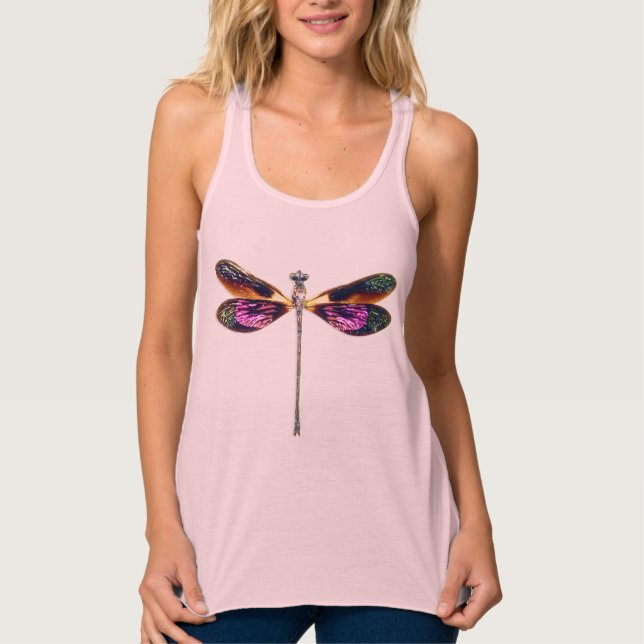 Dragonfly - silver, guld, lila och svart linne med racerback  (Framsida)